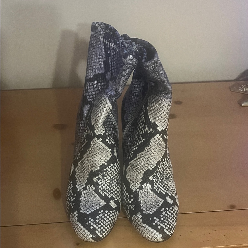 Snakeskin Pattern Ankle Boots